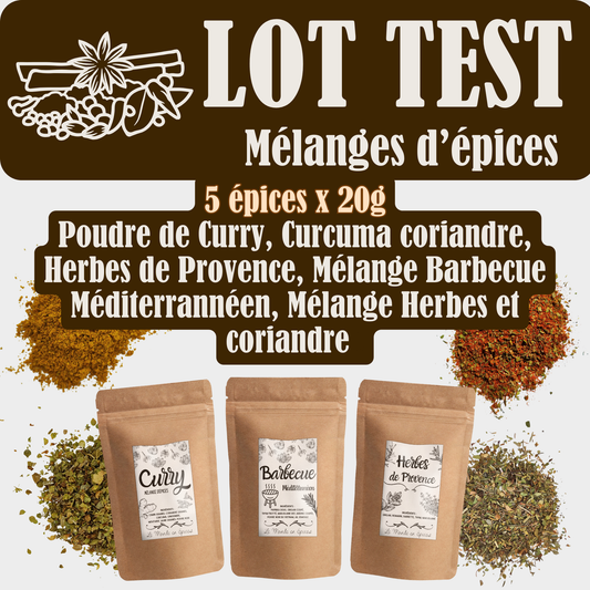 Lot de 20 g de 5 Mélanges d'Épices